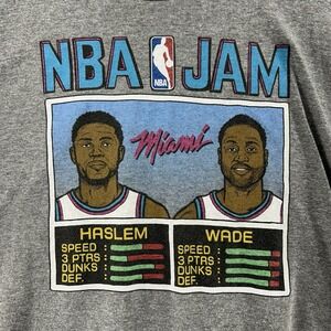 Homage NBA Jam Haslem & Wade Miami T Shirt Large Short Sleeve Vintage Gray USA
